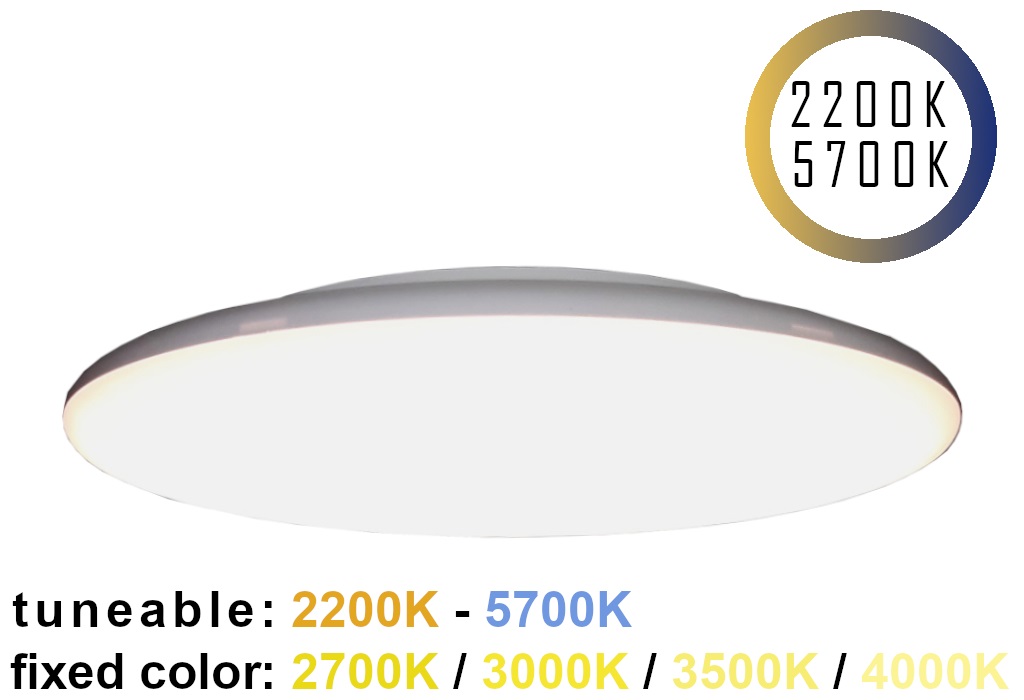 24V LED Deckenleuchte mit Badges für 2700K, 3000K, 3500K und 4000K